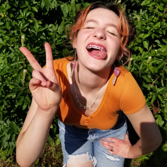 💚Orange thin knit top - Picture 4 of 9